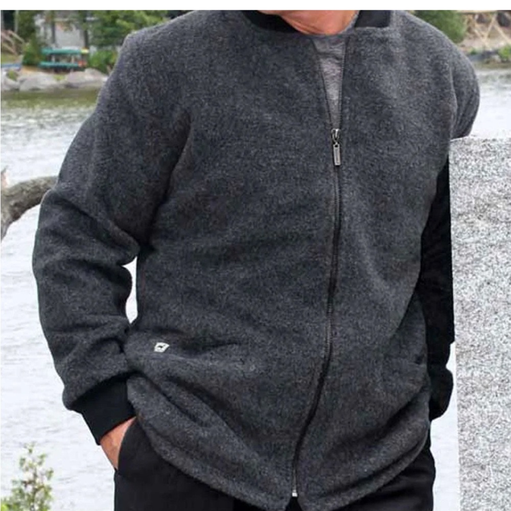 Men's 100% ALPACA winter Gray Bomber Jacket